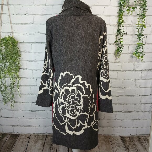 SAND STUDIO SWEATER DRESS, WOMENS, LONG SLEEVE, COWL NECK, FLORAL, SIZE SMALL - Picture 11 of 12